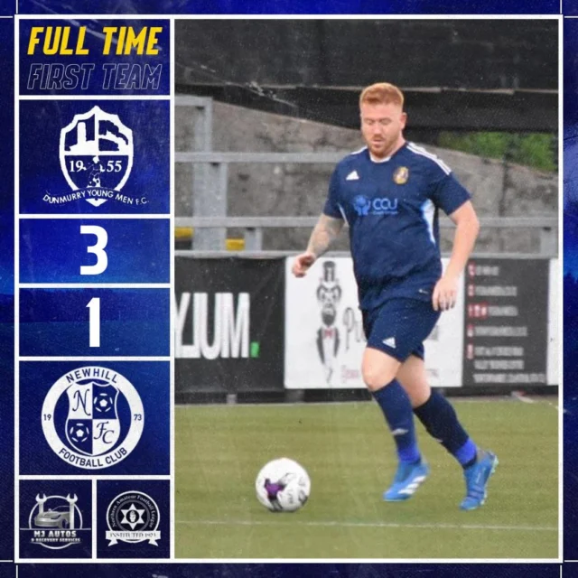 💙💛⚽️First Team Result⚽️💛💙

Our first team were knocked out of the Clarence Cup this afternoon by Dunmurry YM. 

A good effort from our lads despite the defeat. 

Dunmurry YM 3-1 Newhill

#UppaHill 

🤝Newhill FC are proudly sponsored by MJ Autos, CCU and EDM Solutions🤝