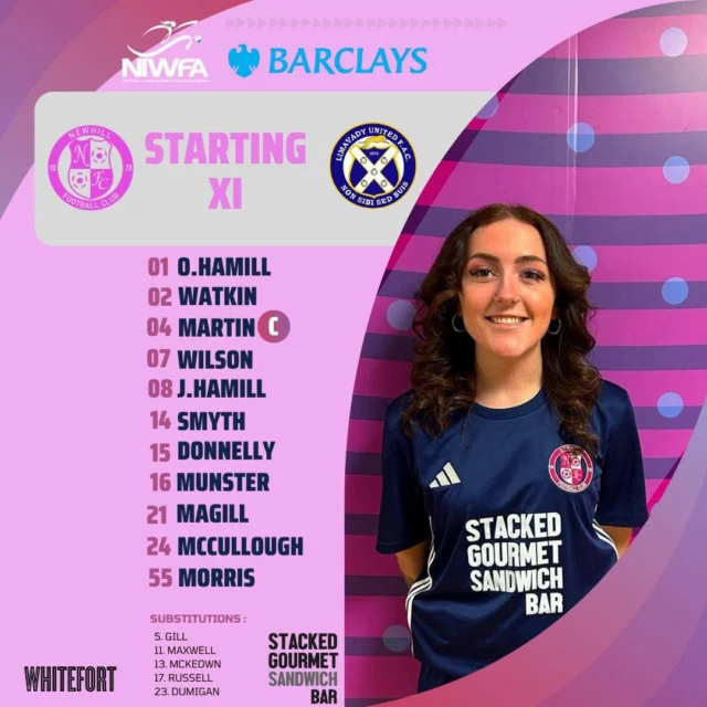 💙🩷⚽️ Senior Ladies ⚽️🩷💙

How our Senior Ladies line up for their first league game vs Limavady Utd!

Good luck girls!

Proudly sponsored by:

@barclaysfootball
@barclaysuk
uhlsport UK 
Northern Ireland Women's Football Association 
@thewhitefort
Stacked Glen Road

#NewhillLadies  #Football  #FirstMatch  #LeagueOpener  #SupportLocal #MatchDay #TeamSpirit #WomensFootball #barclays#barclaysuk #uhlsport#barclaysniwfaleagues #niwfa2025 
#stackedgourmetsandwhichbar #whitefort