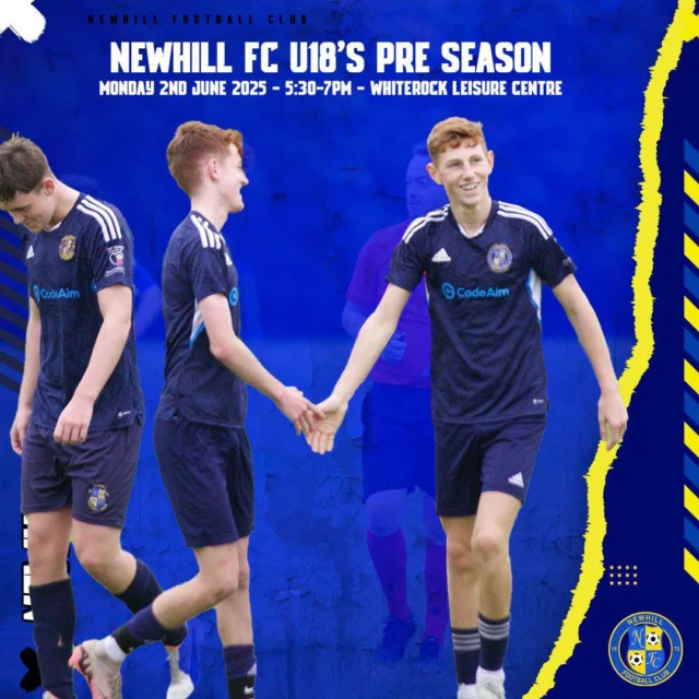 💙💛⚽️Newhill 2008’s⚽️💛💙

We’re back on Monday 2nd June from 5:30–7:00pm at Whiterock Leisure Centre as we kick off our final season at U18 level.

With two squads competing in the SBYFL, we’re welcoming new players to join a strong group preparing for one last big season together.

If you’re looking for a competitive and committed team environment with a clear pathway into senior football — come down and get involved!