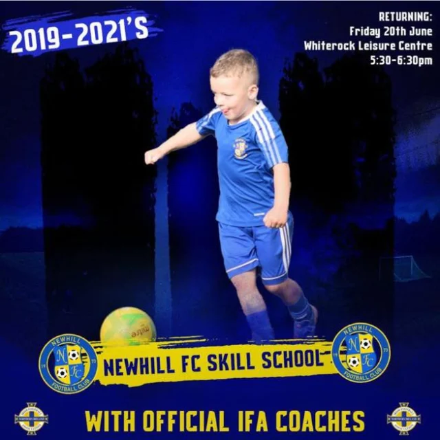 ❗️TONIGHT❗️

⚽ Newhill FC Skill School Returns! ⚽

We’re excited to welcome back our Skill School for kids born 2019–2021, 5:30–6:30PM at Whiterock Leisure Centre.

This isn’t just any starter session — it’s led by a fully Irish FA-qualified coach, bringing top-level experience, structure, and fun to every drill. 

It’s the perfect introduction to football for your little one, in a safe, engaging, and professional environment. 💙

Message us to sign up or show up tonight!

🎟️£1